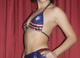 Teen Laura smokes after a little strip